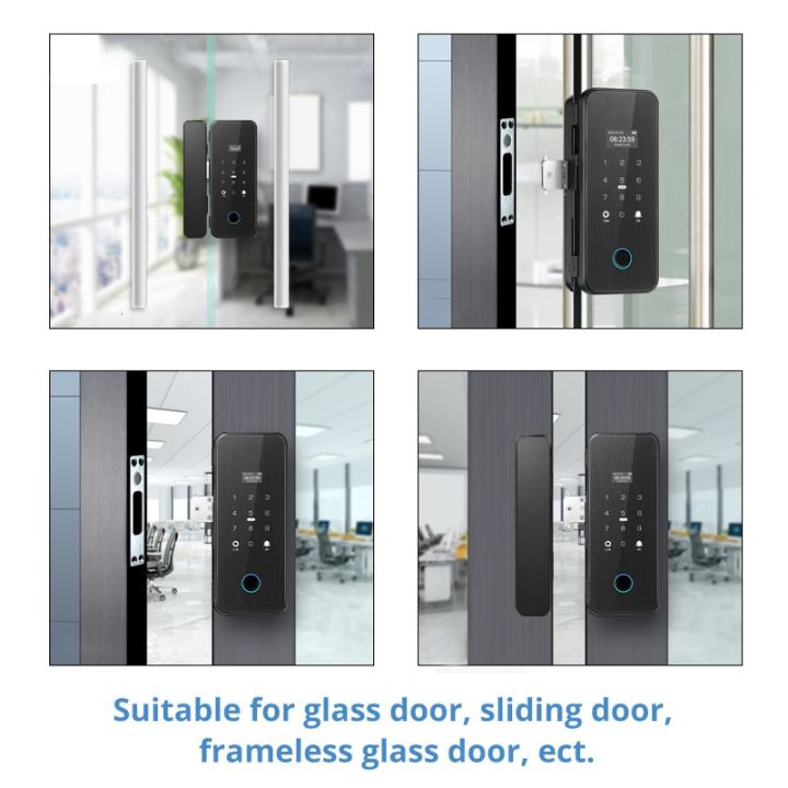 ประตูไม้สำหรับประตูกระจกล็อคอัจฉริยะหรือล็อคลายนิ้วมืออัจฉริยะ-tuya-wi-fi-ประตูไฟฟ้าไม่ต้องเจาะที่ล็อคดิจิตอล