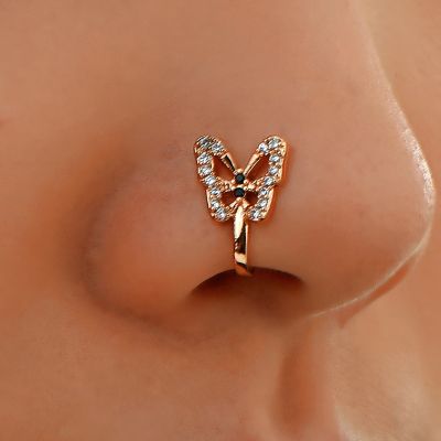 2022 New Non-perforated U-shaped Nose Clip Fake Nose Piercing Jewelry Butterfly Rings Fashion Jewelry Septum Piercing Nariz