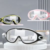 Big Frame Swimming Goggles Adults with Earplugs Swim Glasses Men Women Professional HD Anti-fog Goggles Silicone Eyewear