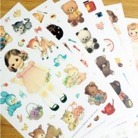 6sheets/pack Kawaii girl paper sticker Doll diary deco note sticker Decoration gift stationery Multifunction Papelaria G046