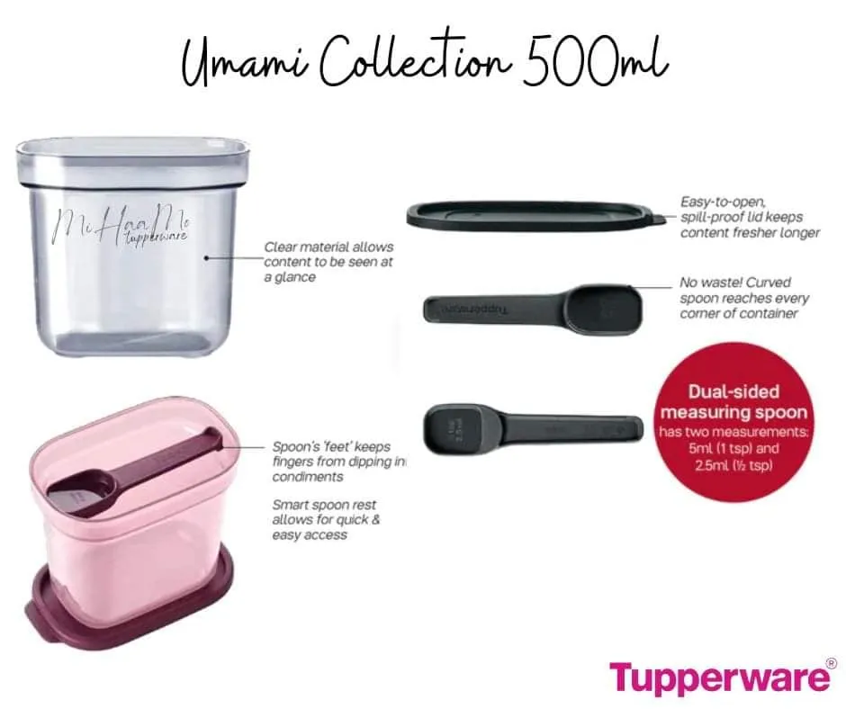 Tupperware Umami Collection 500ml 4 Pieces Spices Storage Box With  Measuring Spoon Clear Purple 