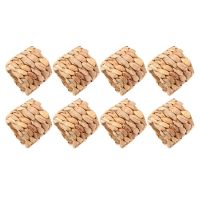 THLT9A 8Pcs Country Style Water Woven Napkin Ring, Hand-Woven Straw Napkin Ring, Farmhouse Natural Napkin Buckle