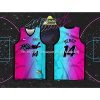 NBA DESIGN FULL SUBLIMATION Basketball JERSEY MIAMI HEAT BLUE PINK FREE CUSTOMIZE OF NAME AND NUMBER