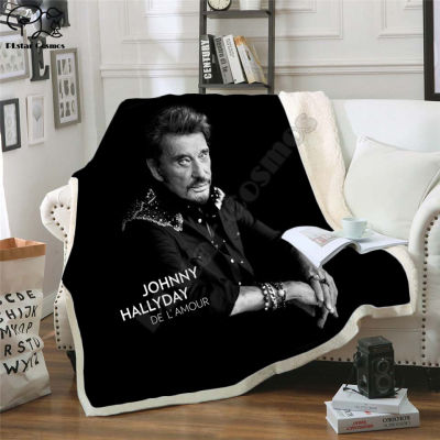 Johnny hallyday 3d printed fleece blanket for Beds Hiking Picnic Thick Quilt Fashionable Bedspread Fleece Throw Blanket style-1