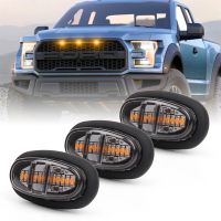 ไฟ LED สีเหลืองอำพันติดกระจังหน้า F150สำหรับ Ford เลนส์รมควันสไตล์ Raptor