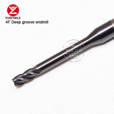 YUZETOOLS HRC60 ดอกเอ็นมิลคาร์ไบด์แบบร่องลึกหลีกเลี่ยงการตัดคอยาวยาว CNC 4Flute Top Deep Hole