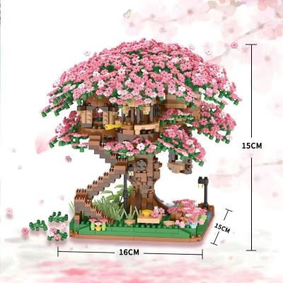 เข้ากันได้กับ Building Blocks Sakura Tree House Girls Series Bouquet Decoration ของเล่นของขวัญประกอบปริศนาที่ยาก 2023