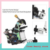 Professional Tattoo Coils Machine 10 Wraps เครื่องสักโครงกระดูกห้าเหลี่ยม (ไม่มีลวดตะขอ)