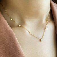 Vowaccessories Eva สร้อยคอโซ่ ประดับมินิคริสตัล สแตนเลสสตีล สีทอง18K