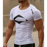 Mens Quick Dry Fitness Printed Tees Outdoor SPORT Running Climbing Short Sleeves Shirt Tights Bodybuilding Tops Corest T-shirt