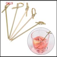 OKL9 100pcs ครัวเรือน คิทเช่น แอนด์ บาร์ เครื่องมือบาร์ ค็อกเทลคัดสรร ปมไม้ไผ่ ติด ส้อมจิ้มผลไม้