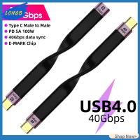 LONGB ยืดหยุ่นได้ 20โวลต์/5A สายชาร์จเร็ว Gen3 USB 4.0 สายเคเบิลข้อมูล 40Gbps ค่ะ USB C ถึง Type C