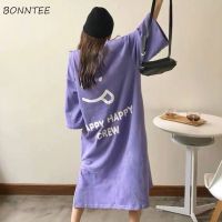 【 WYIN kitchen】 Nightgowns Women 【 WYIN kitchen】2020 Spring Modal Half Sleeve Kawaii Letter Chic Femme Night Dress Loose Plus Size Pregnant Homewear M-6XL