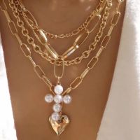 【CW】 Boho Jewelry Multilayer Chain Pendant Necklace Gold Color Unquie Fashion N0340