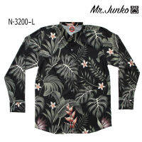 ?ส่งฟรี?เชิ้ตแขนยาว งานต่อลาย Mr.Junko ผ้าซาติน นิ่มใส่สบายไม่ร้อน N-3200-L