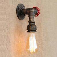 ย้อนยุคอุตสาหกรรมวินเทจท่อน้ำ Wall Light โคมไฟเรียบง่ายโลหะ Steampunk Cafe Bar Wall Sconce LIGHT