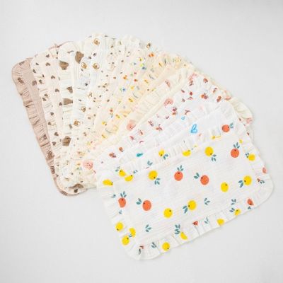 ✿✖ Baby Face Towel Soft Burp Cloth Breathable Toddler Wash Cloth Rectangle Ruffle Edge Pillow Cover Drooling Bib Absorbent Cloth