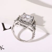 Luxury Atmosphere 925 Standard Silver White Diamond Female Romantic Ring Engagement Wedding Bride Princess Love Ring Size 5 11