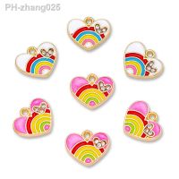 10Pcs New Design Rainbow Love Rhinestone Enamel Pendant for Lovers Bracelet Womens Hanging Earrings DIY Jewelry Making Supplies