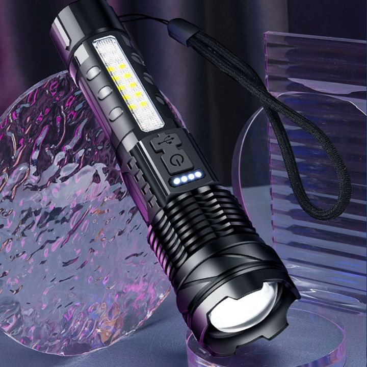high-strong-led-flashlight-usb-typ-c-charging-torch-flasglight-outdoor-lighting-zoomable-portable-light-glare-light