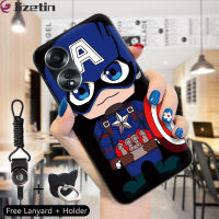 Jizetin เคส TPU ลายการ์ตูน Marvl Avenger A58 4G,เคส Ironman Captain สไปเดอร์แมนอเมริกันเคสซิลิโคนนิ่มฝาครอบแหวนใส่นิ้วสายคล้อง