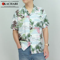 KACHARI “Toba Flamingo” (สีเขียว) พร้อมส่งฟรี เสื้อฮาวาย เสื้อสงกรานต์ ผ้าเรยอน