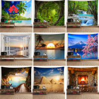 Tree Hole เตา Tapestry Window Scenery Decor แขวนผนังพื้นหลัง 3D การพิมพ์ Tik Tok สตรีมมิ่งสดผ้าม่านบ้านห้องนั่งเล่นตกแต่งห้องนอน