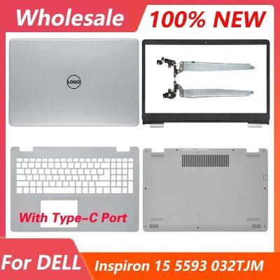 J76ใหม่สำหรับ Inspiron 15 5000 5593หน้าจอ LCD สำหรับแล็ปท็อปฝาหลังบานพับฝาปิดโน้ตบุคที่วางฝ่ามือด้านบนเคสด้านล่างล่าง0V5JHC 032TJM