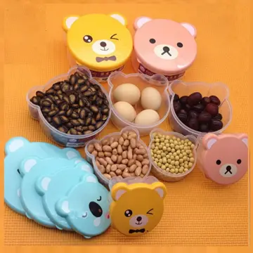 4pcs Children Plastic Cartoon Cute Bento Box Japanese Outdoor Food