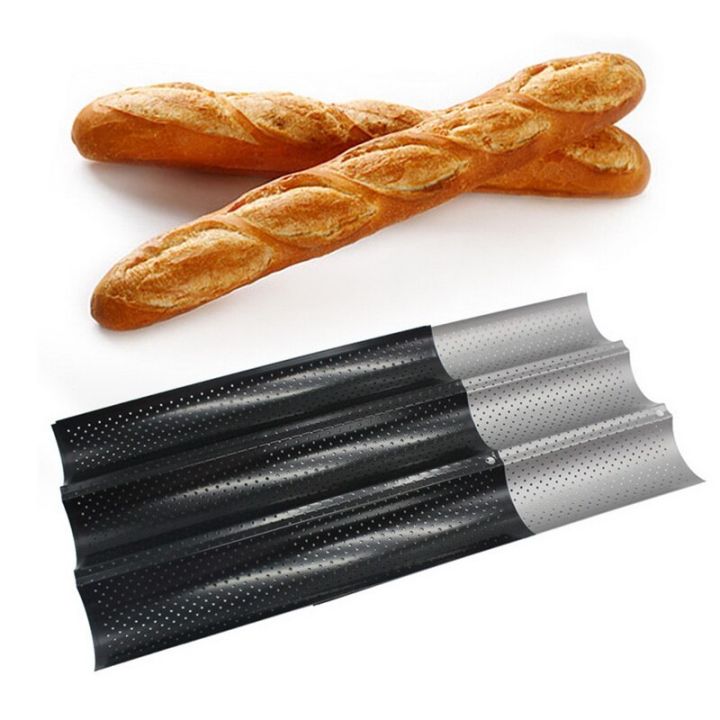แม่พิมพ์ขนมปังฝรั่งเศสสำหรับแม่พิมพ์ขนมปังเบเกิลอบคลื่น2-3-4ร่องถาดอบขนมลอนคลื่นที่คีบเฮลโลคิตตี้ใช้งานได้จริง