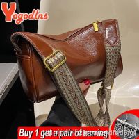 Yogodlns Vintage Shoulder Bag For Women Fashion Wide Strap Crossbody Bag Retro Pillow Messenger Handbag Ladies Tote Clutchs