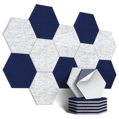 12Pack Self-Adhesive Sound Proof Foam Panels Hexagon Acoustic Panels for Studio for Home (Dark Grey+Silver Grey)