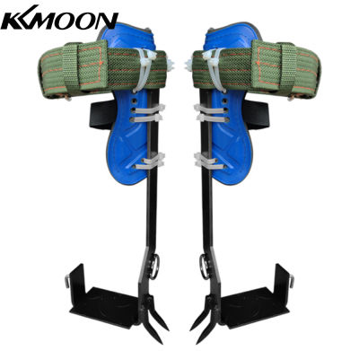 KKmoon 2 Gears Tree Climbing Spikes ชุดปรับความปลอดภัยเข็มขัดสายรัดเชือกสแตนเลส Tree Pole ปีนเขารองเท้าเครื่องมือสำหรับหยิบผลไม้ปีนเขา