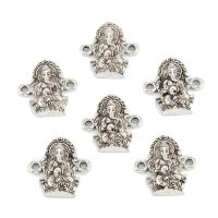 10pc Tibetan Style Alloy Links Connectors Elephant Ganesha Antique Silver 21x22x4.5mm Hole: 2mm