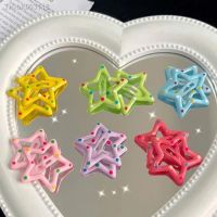 ℗ 1pcs/set New Children 39;s Colorful Five-pointed Star Hairpin Candy Color Cute Baby Snap Clips Kids Hair Accessories for Girls