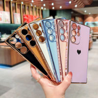 Newhotcute electroplate Love Heart เคสศัพท์สำหรับ Samsung Galaxy A14 A34 A54 5G S23 ultra S22 PLUS A52 A13 A23 A33 A53ปกจัดส่งฟรี