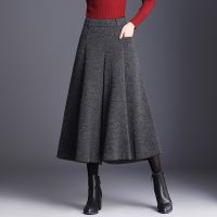 Black Gray Pants Women Wide-Leg Pants New Autumn Winter Woolen Pants Flavor Trousers High Waist Pants Women Culottes 667A