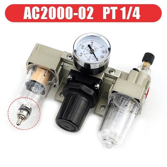 Ac200002 1/4"pressure Regulator Gauge Air Compressor Filter Oil
