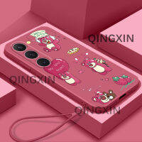 เคสนิ่มดีไซน์ TPU อ่อนลายการ์ตูนลายการ์ตูนอะนิเมะน่ารักสำหรับ Samsung S23เคสโทรศัพท์ขอบสี่เหลี่ยมฟรีสายคล้อง