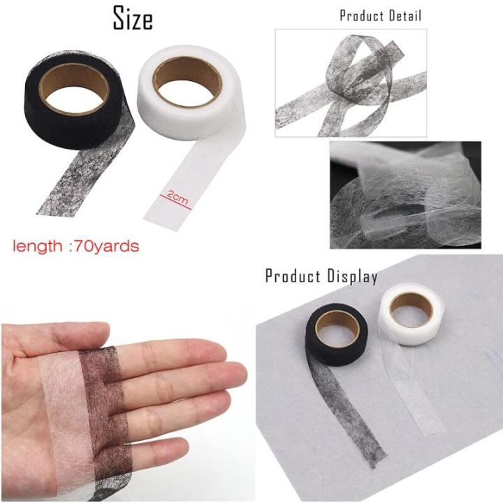 70yard-white-black-double-sided-sewing-accessory-adhesive-tape-cloth-apparel-fusible-interlining-diy-accessories-patchwork-lining