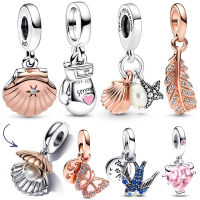 ขายร้อนคลับ 2023 Sea Shell &amp; Treatedน้ำจืดPearl Dangle Charm Fitสร้อยข้อมือPandora S925 เงินเครื่องประดับของขวัญ-Jiieu