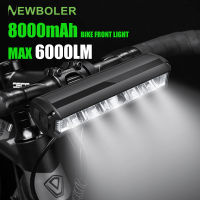 NEWBOLER ไฟจักรยานด้านหน้าจักรยาน6000ลูเมน8000Mah ไฟฉายกันน้ำชาร์จ USB MTB เครื่องประดับโคมไฟขี่จักรยานเสือหมอบ