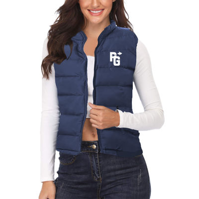 Womens Winter Fashion Pearly Gates PG Logo Print Sleeveless Jacket Ladies Warm and Windproof Down Vest(4 Colors) M-5XL