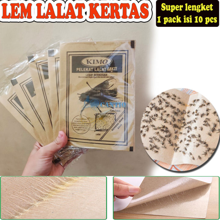 QCF 1 Pack Isi 10 Pcs Lem Lalat Kertas Super Lengket Lem Kertas Pembasmi Lalat Perangkap Lalat