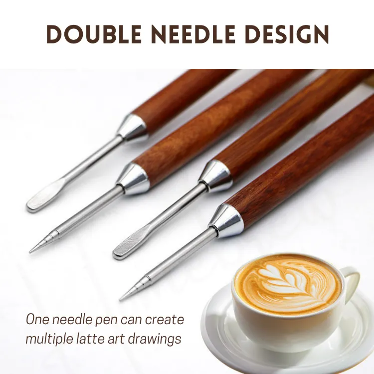 Latte Art Pen Coffee Needle Carved And Mounted Artifact Solid Wood