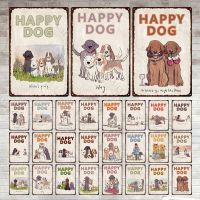 Zhongqingshop การ์ตูนสัตว์ลูกสุนัขสุนัขแมวโลหะพิมพ์โปสเตอร์ Happy Dog ป้ายโลหะ Vintage Wall Plaque ผับบาร์ป้าย Man Cave Decor ป้ายดีบุกเหมาะสำหรับคนรักสัตว์และตกแต่งบ้าน