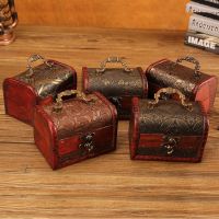 Retro Creative Medium Wooden Storage Box with Lock Treasure Box Storage Boxes