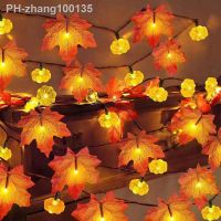 Pumpkin Maple Leaves String Lights Fall LED Fairy Light Garland Autumn home Harvest Thanksgiving Halloween party Decorations