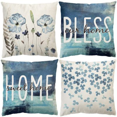 Watercolor Flower Pillow Covers 18X18 Set of 4 Farmhouse Throw Pillows Home Decorations Cushion Cover for Couch