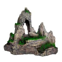 【LZ】┅  Rockery Decoração Artificial Resina Ornamentos Paisagismo Simulação Pedra De Aquário Musgo Peixe Vivo Acessórios